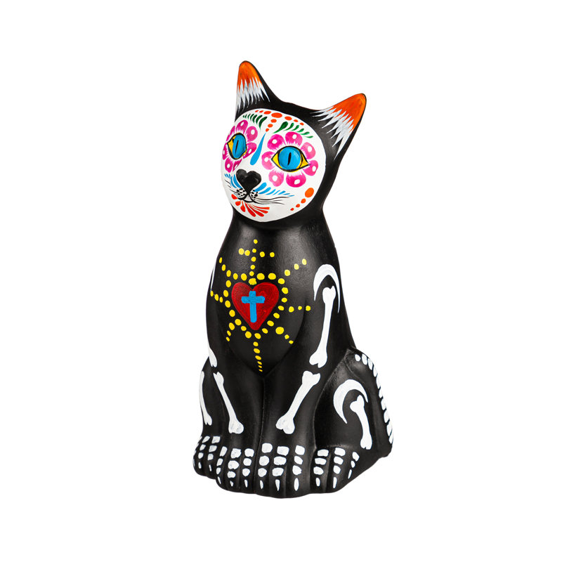 Chat squelette en céramique Cristle