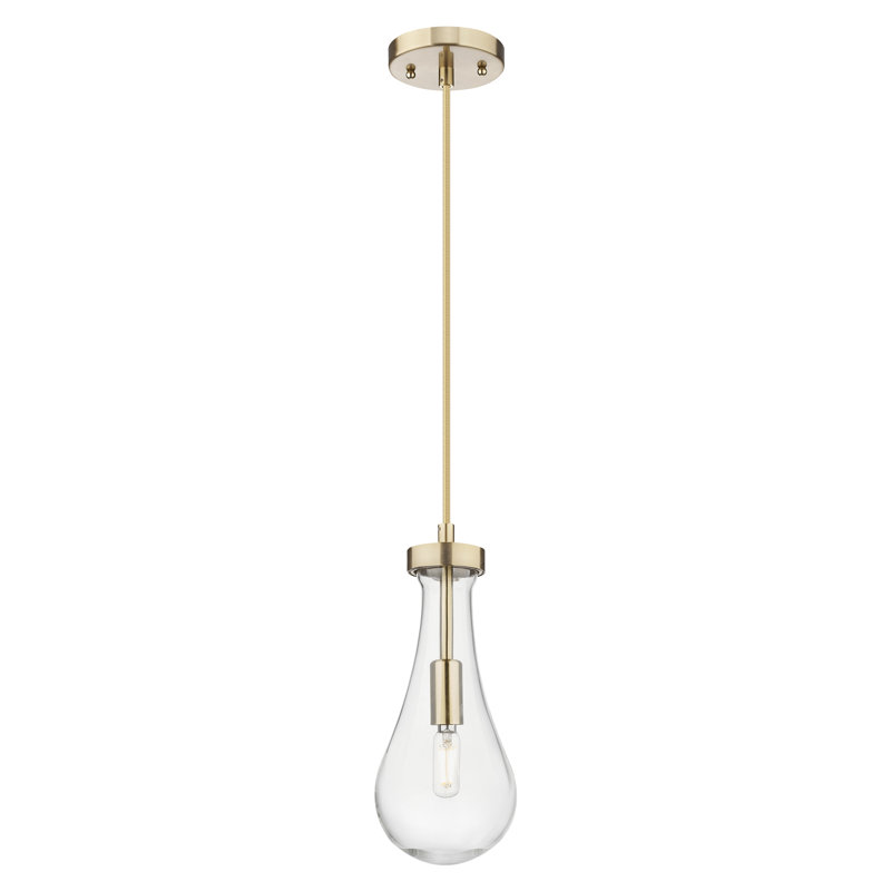Luminaire suspendu à 1 lumière Owego, Clair, Bronze champagne, H 12,13 po x l 5,13 po x P 5,13 po