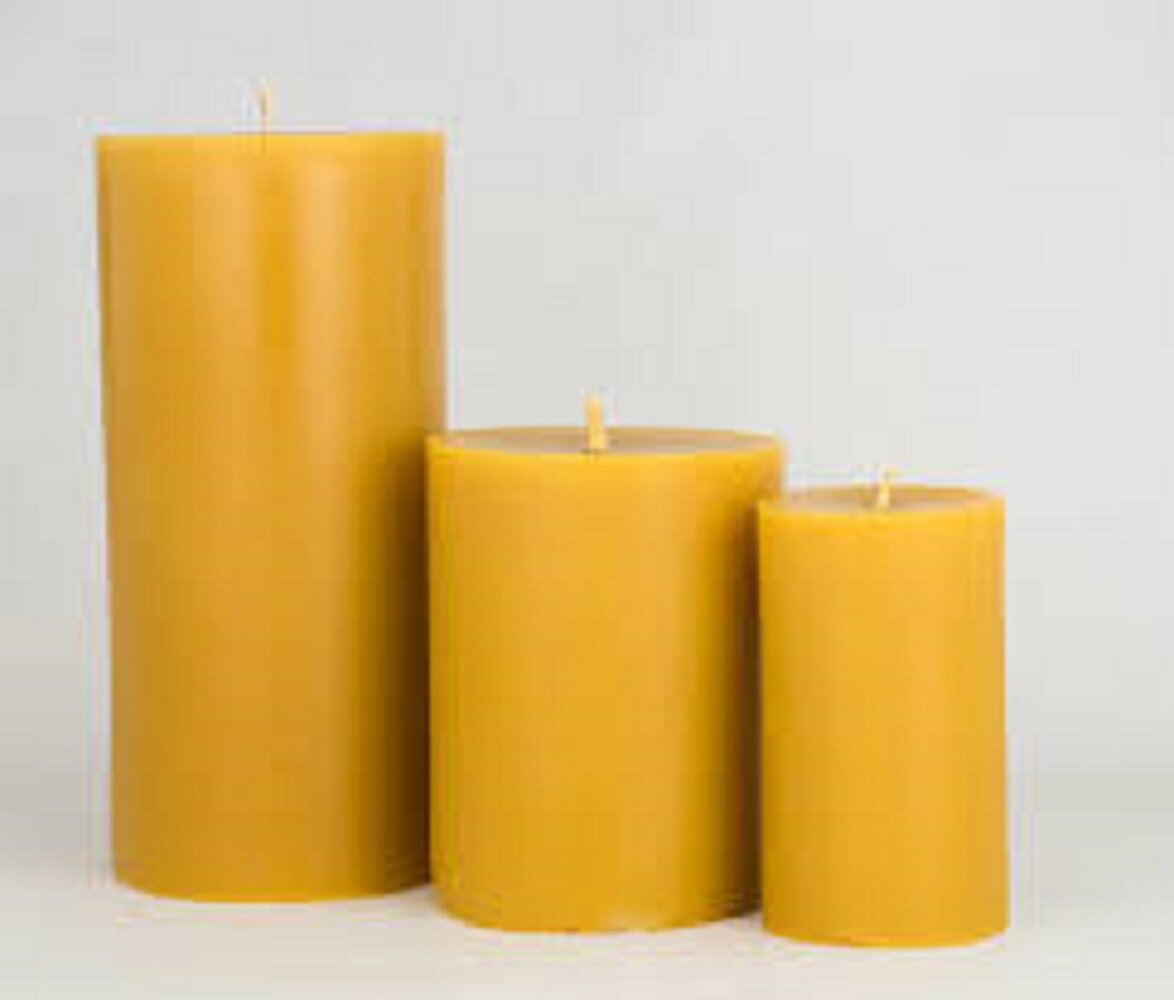 Set of 3 100% pure beeswax pillar candle gift set, contemporary set