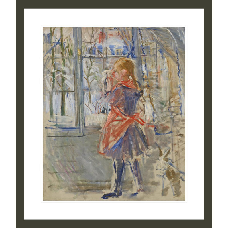 «Child in a Red Tablon» par Berthe Morisot - Reproduction giclée encadrée, H 27,25 po x l 23,5 po