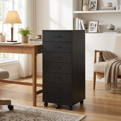 Classeur mobile à roulettes avec 7 tiroirs, meuble de rangement sous bureau pour bureau à domicile