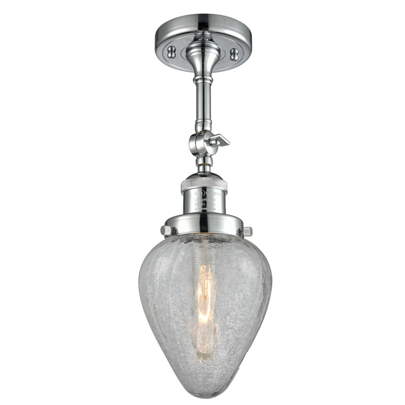 Shauna Glass Semi Flush Mount, Polished Chrome