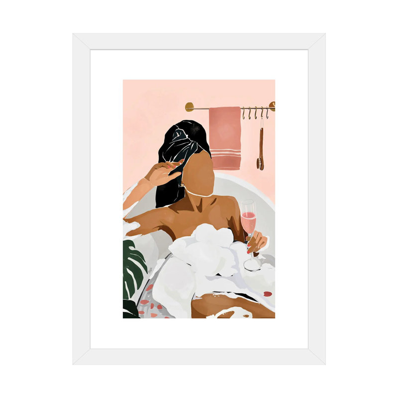 «Unwind» par Bria Nicole - impression d'art graphique, Blanc, H 24 po x l 16 po x P 1 po, Papier encadré blanc