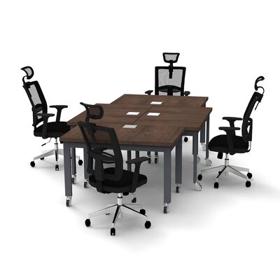 4 Person Conference Meeting Tables with 4 Chairs Complete Set -  Inbox Zero, C16E2BE5112A407EA1037BB37DAFBA8F