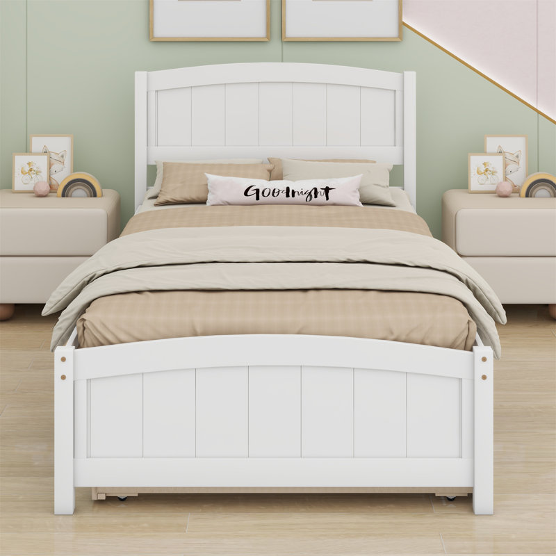 Platform Bed With Trundle, White