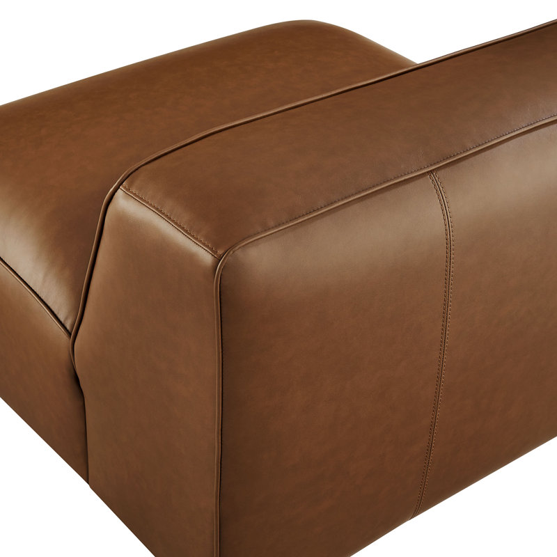 Fauteuil modulaire en cuir sans accoudoirs Auren, Cuir café vegan