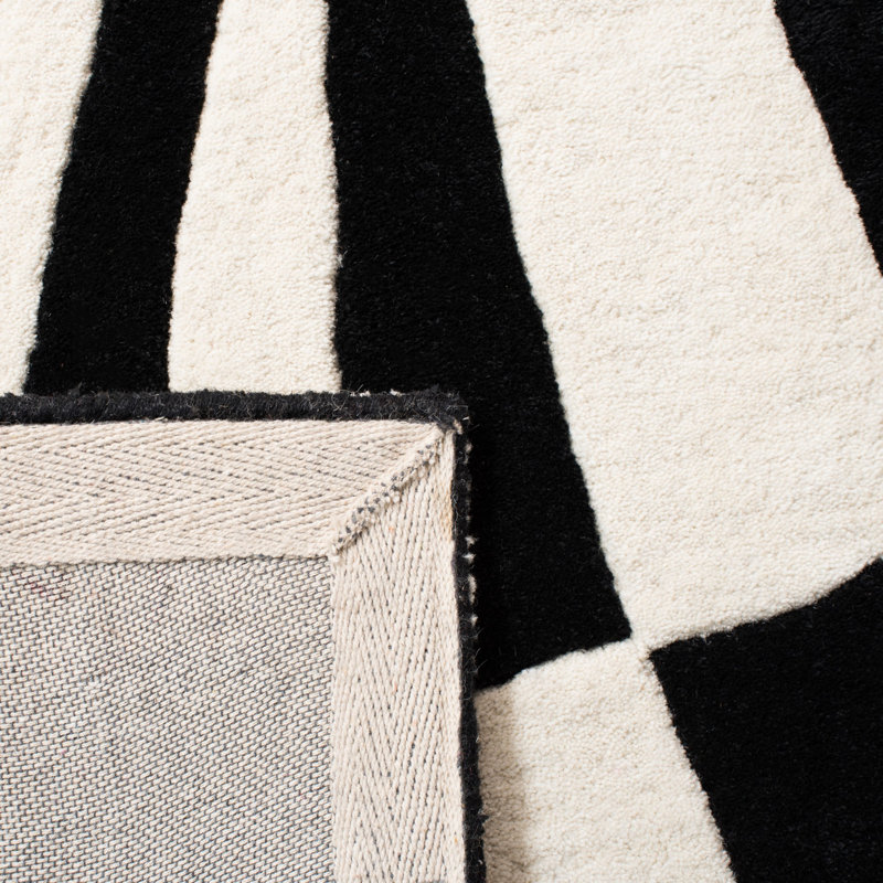 Amier Hand Tufted Wool And Viscose Geometric Rug, Square 6'