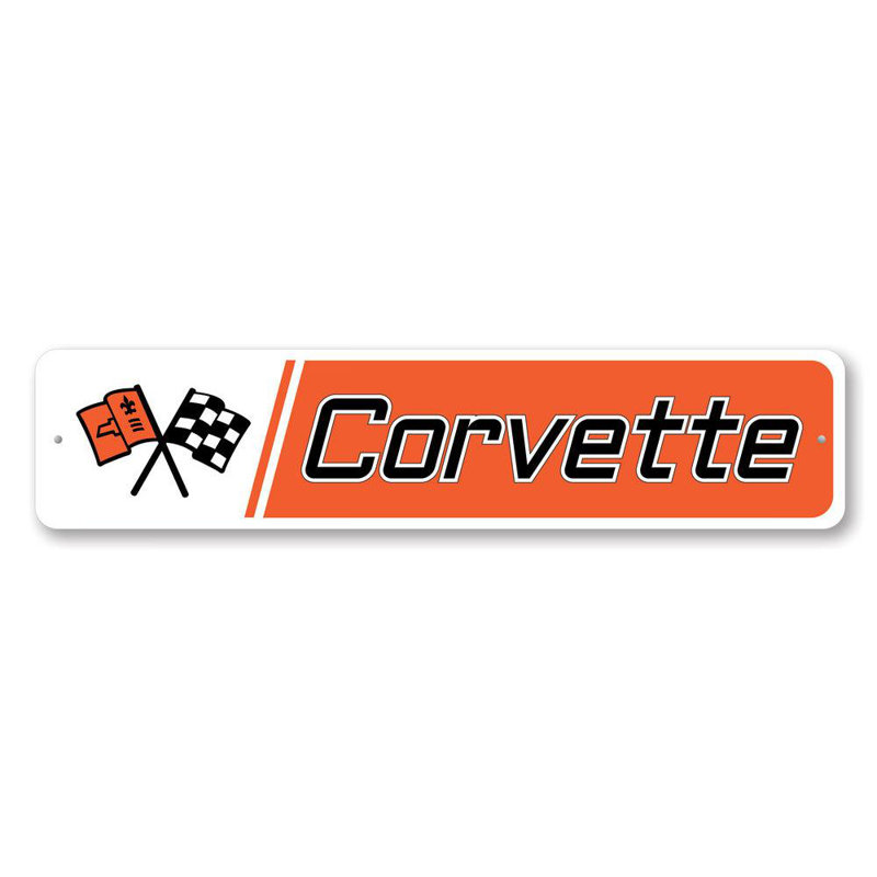 Enseigne fantaisie en aluminium Corvette, H 4 po x l 18 po x P 0,04 po
