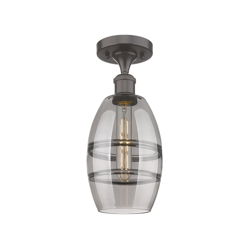 Ballston - Abiagael - 1 Light Semi-Flush Mount, Oil Rubbed Bronze, Light Smoke, 9.38" H x 5.88" W x 5.88" D
