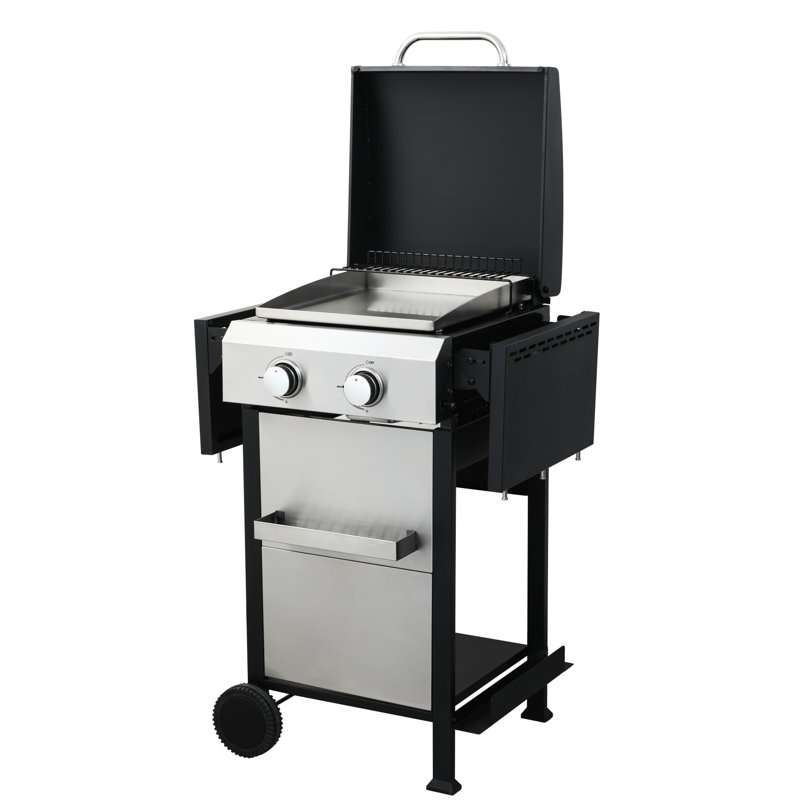 2 barbecues au gaz propane, ss, 24600Btu, grilles de cuisson en émail, table d'appoint pliable, panier suspendu pour gril de ferme 2, station de grillage