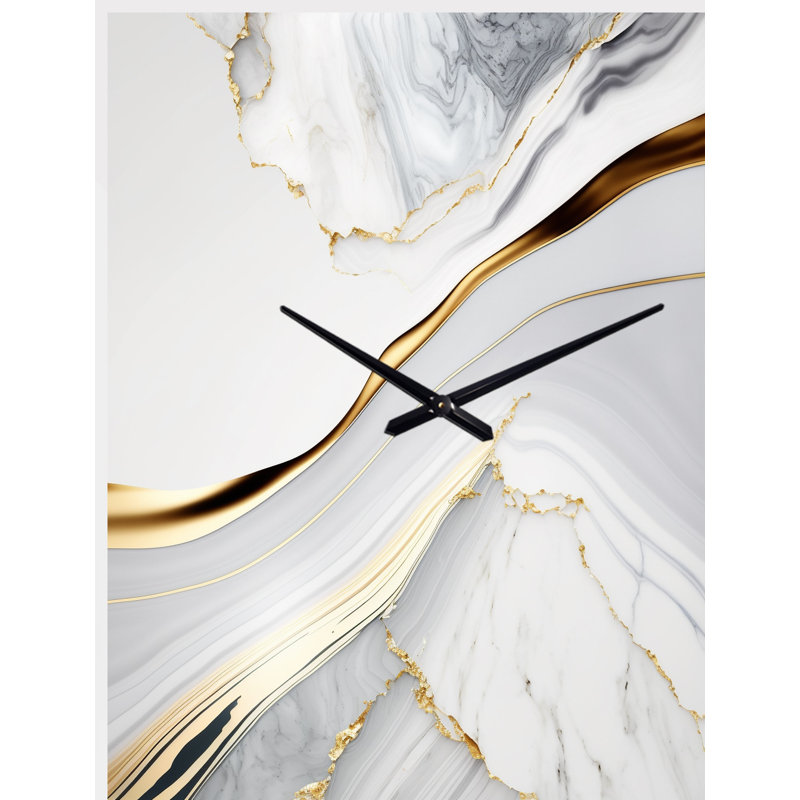 «Abstract Geode Waves Grey IV», horloge murale abstraite, Grand