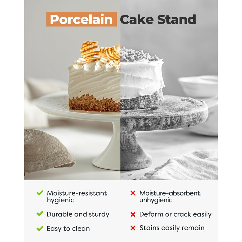 White Porcelain Tiered Cake Stand for Desserts, 12 x 12 Inches