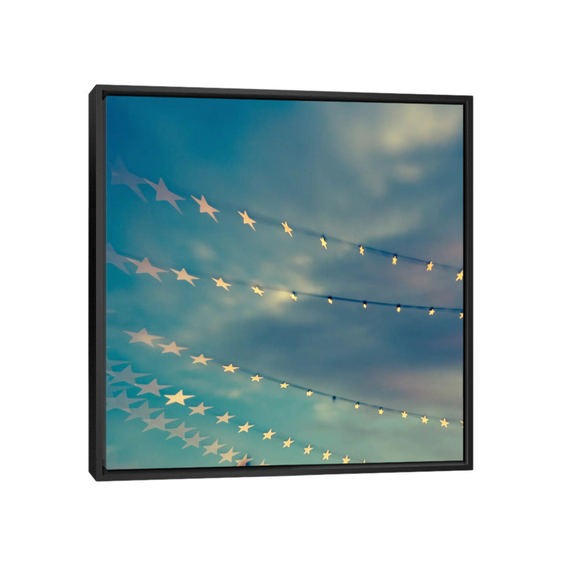 « bokeh stars i », impression sur toile, H 18 po x l 18 po x P 1,5 po, Toile avec cadre noir, Pas de tapis