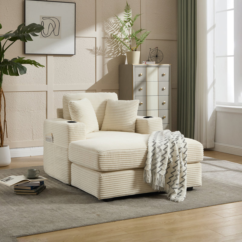 Canapé en velours Corduroy, Beige