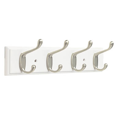 Richelieu T36709184 Utility Hook Rack, Matte Nickel/White Finish