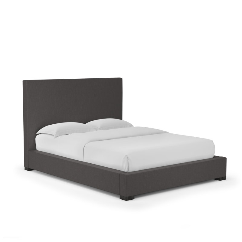Sloan Upholstered Standard Bed, Box Weave Linen Graphite, Queen, Ebony