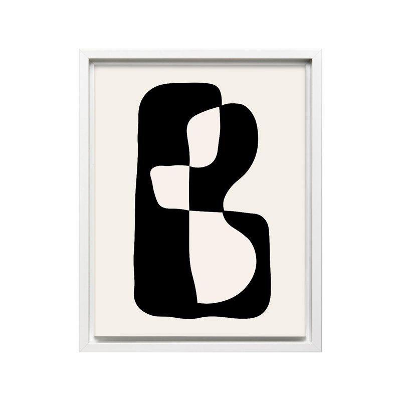 Forme abstraite noire, Canvas, 18"H x 24"W, White Framed