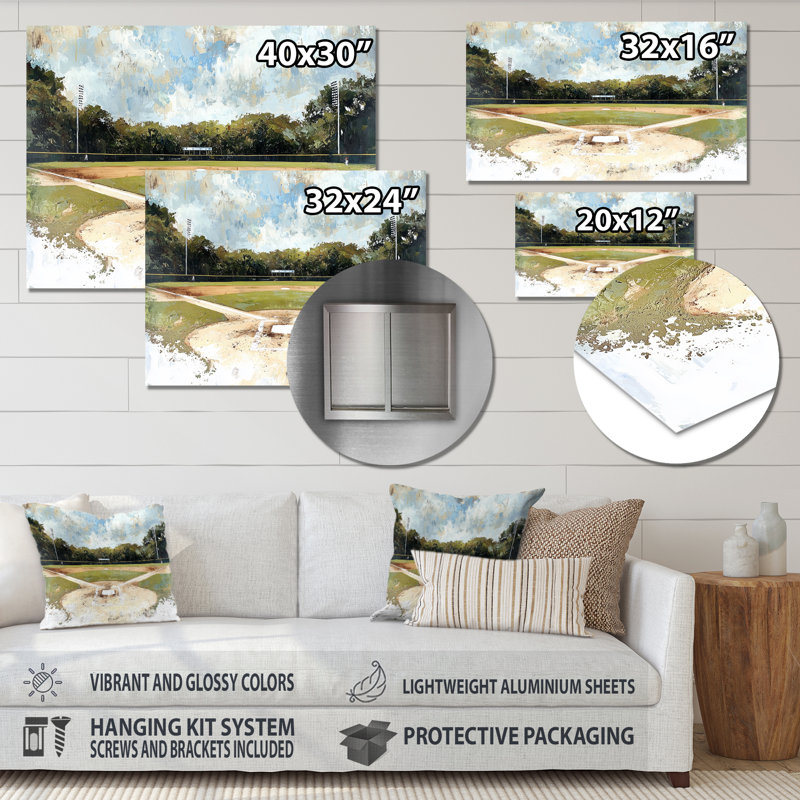 Baseball Field Landscape - Sports Wall Art Decor, impression de baseball sport, H 12 po x l 20 po
