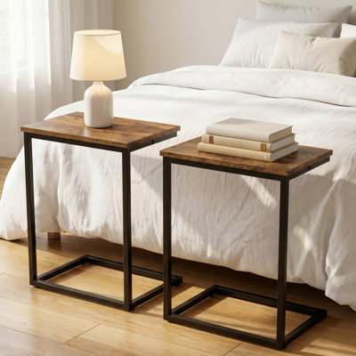 20.5'' End Table Set of 2, C-Shaped Side Table, Snack Tray & Nightstand for Small Space, Space-Saving Accent Table for Couch Sofa, Living Room, Bedroom, Bedside, Recliner, Balcony