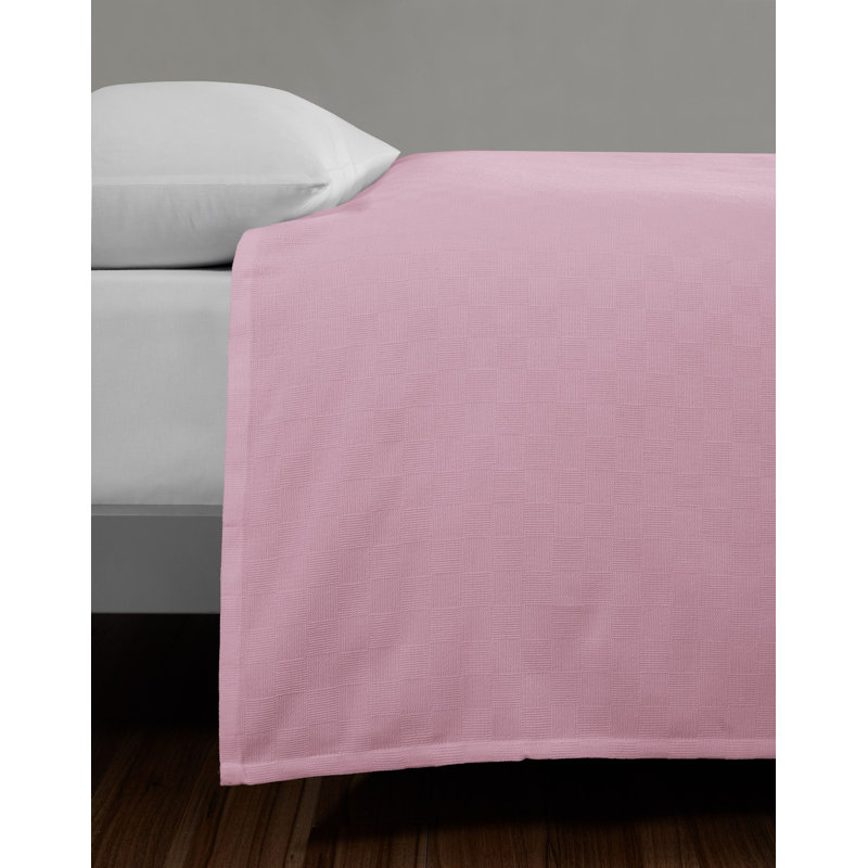 Premium 100% Cotton Single Pique Bedspread, Pink, 55.1 x 78.7 inches | Non-Elastic Fabric, 270 GSM | Machine Washable at 104°F | Soft, Breathable, and Durable for Comfortable Sleep and Elegant Bedroom Décor