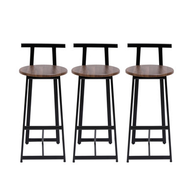 Bar Stool Set Of 3 Counter Height Barstools With Back Armless Dining Chairs For Kitchen Island