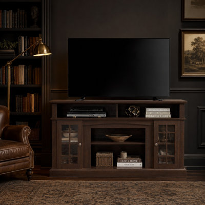 59" Classic TV Stand for TVs up to 65", Entertainment Center with Glass Door Cabinets, Adjustable Shelves & Cable Management for Living Room