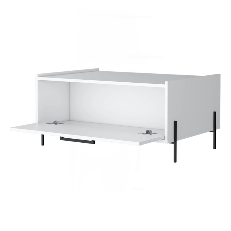 Table basse avec porte rabattable, Blanc