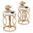 Modern Round End Table Set Of 2 With Faux Marble Texture Surface, White And Gold 20" Round Side Table Cocktail Table Accent Table
