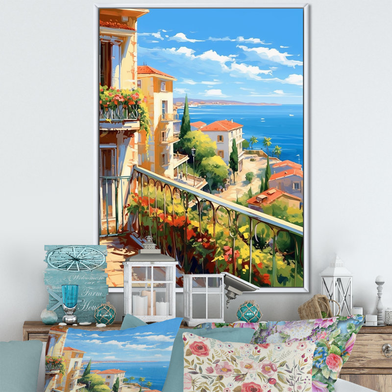 Beaux paysages en Italie - décoration murale Italie, H 44 po x l 34 po x P 1,5 po, Cadre flottant blanc