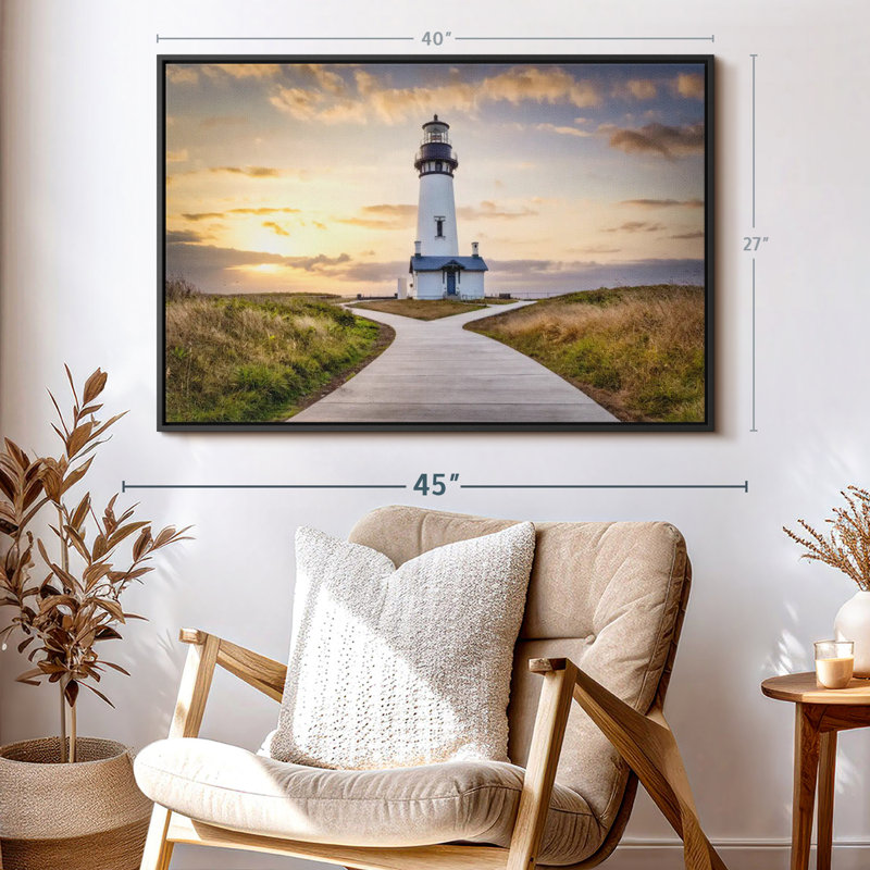 Impression sur toile du phare de Yaquina sur la côte de l'Oregon, H 27 po x l 40 po