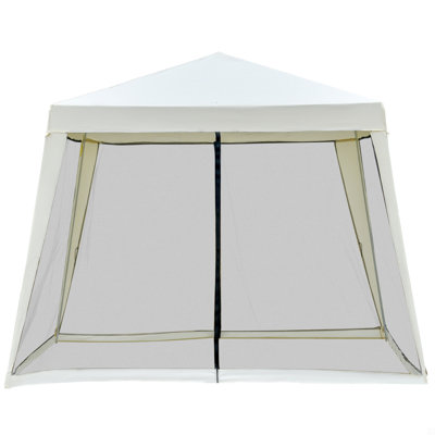 10'X10' Outdoor Canopy Tent, Slant Leg Sun Shelter With Mesh Sidewalls, Patio Tents
