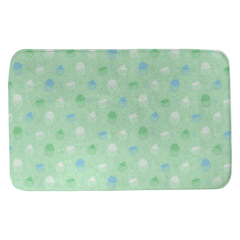 Tapis pour salle de bain petits gâteaux Mcguigan, l 21 po x L 34 po, Vert / Mauve / Blanc