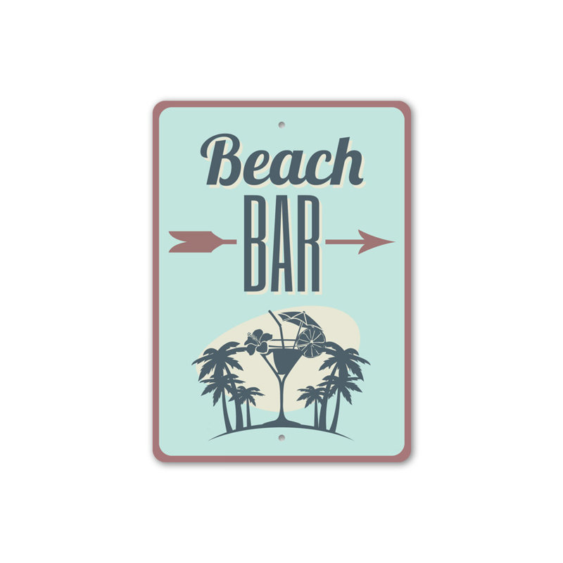 Panneau directionnel Beach Bar, H 14 po x l 10 po x P 0,04 po