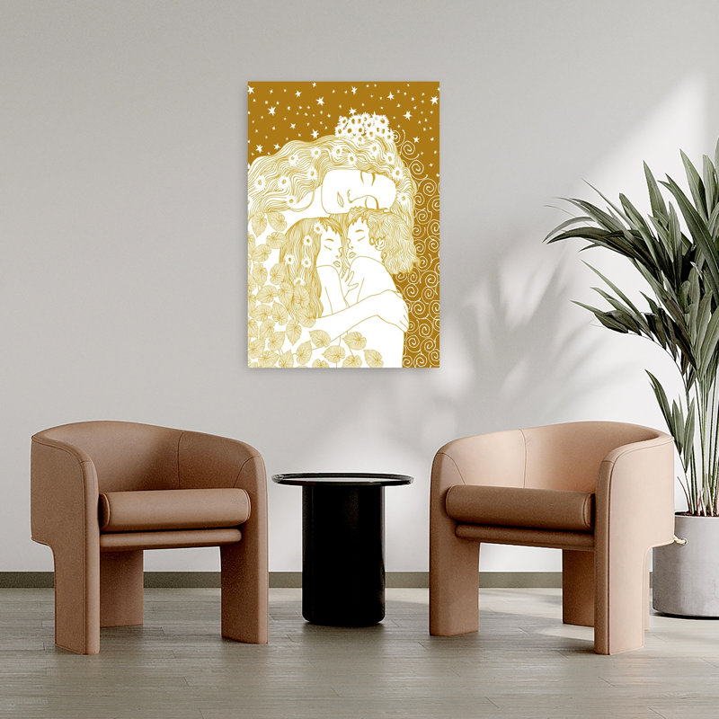 Mother And Children Abstract Contemporary Wall Art Print, 91.44cm H x 60.96cm W