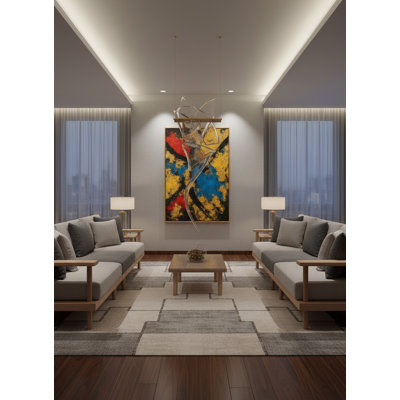 Convergence No. I Framed Canvas Wall Art by Kasian Art Studio - Black Frame