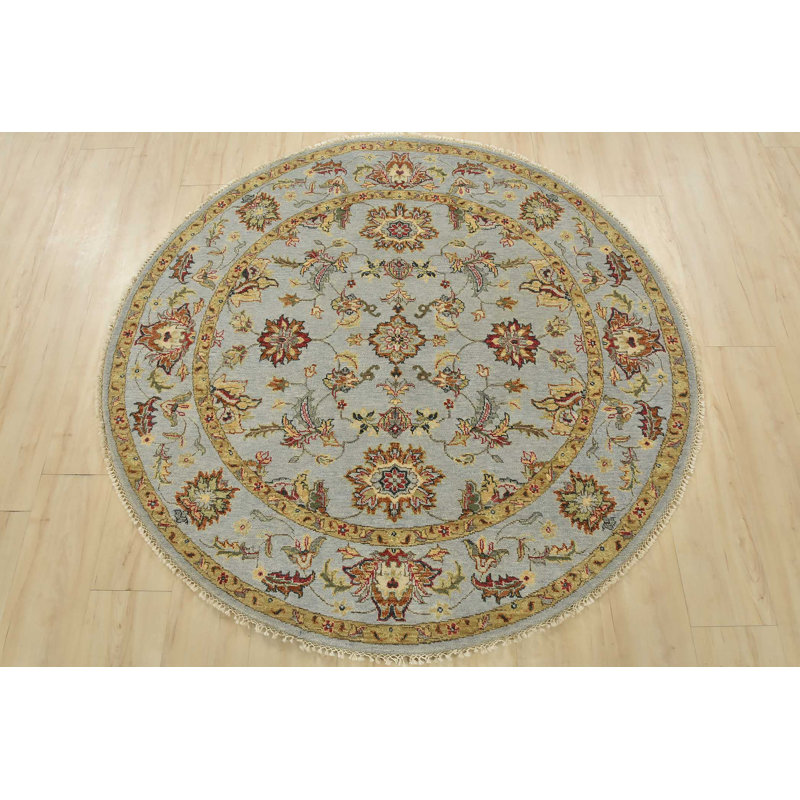 Tapis bleu nouvel âge en laine 5 pi x 5 pi Mynevere