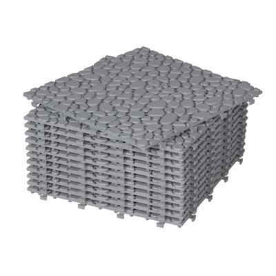 Carreaux de terrasse en plastique emboîtables 12 po x 12 po - boîte de 12 imperméables extérieurs, plancher pour patio, balcon et cour arrière, installation facile