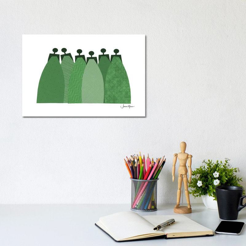 6 Emerald Dresses by LouLouArtStudio - Gallery-Wrapped Canvas Giclée on Canvas, Wrapped Canvas, 20.32 cm H x 30.48 cm W