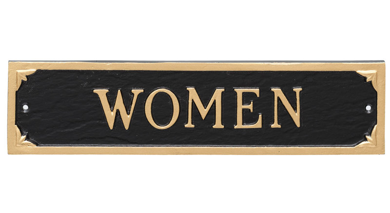 Plaque d’adresse pour femmes toilettes, Noir / doré