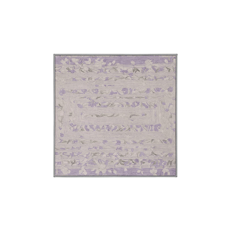 Machine Washable Gray Area Rug, Square 5'