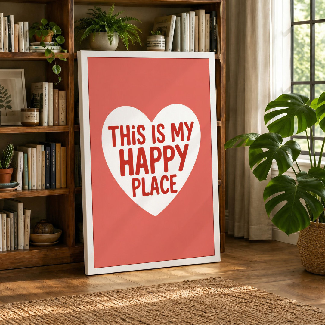 This Is My Happy Place Typography - Wrapped Canvas