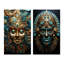 Masque aztèque vibrant or bleu sarcelle «Masque aztèque vibrant or sarcelle Mexique» - 2 pièces-1177845753-1177845757