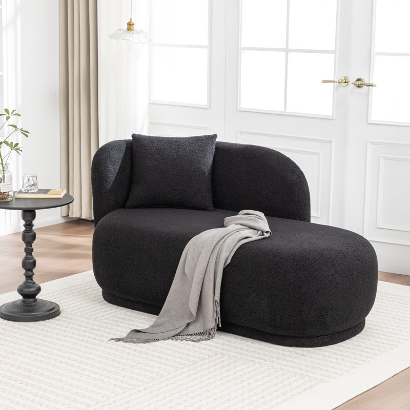 Chaise longue rembourrée en fausse fourrure, Noir