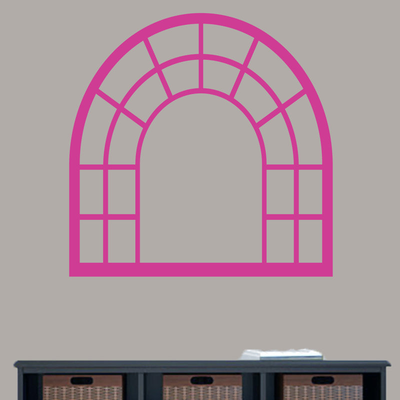Décalcomanie murale cadre de fenêtre arched, Rose vif