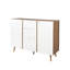 Buffet moderne blanc avec 3 tiroirs et tablettes réglables, console de rangement Mid-Century pour le salon et la salle à manger