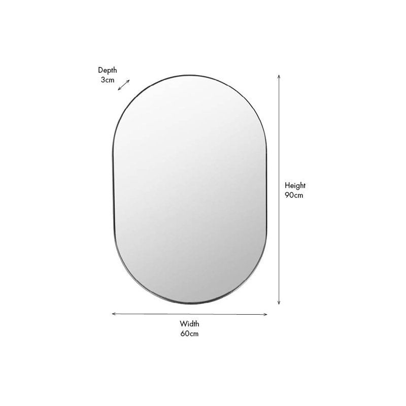 Stainless Steel Oval Mirror, Brushed Silver