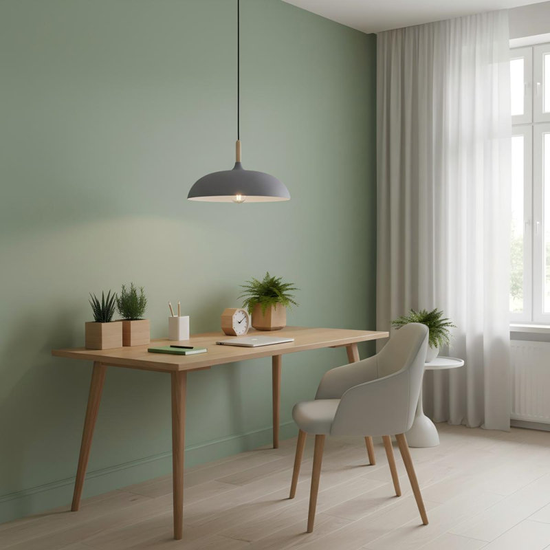 Luminaire suspendu Nordic Dome, plafonnier câblé en métal gris pour salon, cuisine, Gray