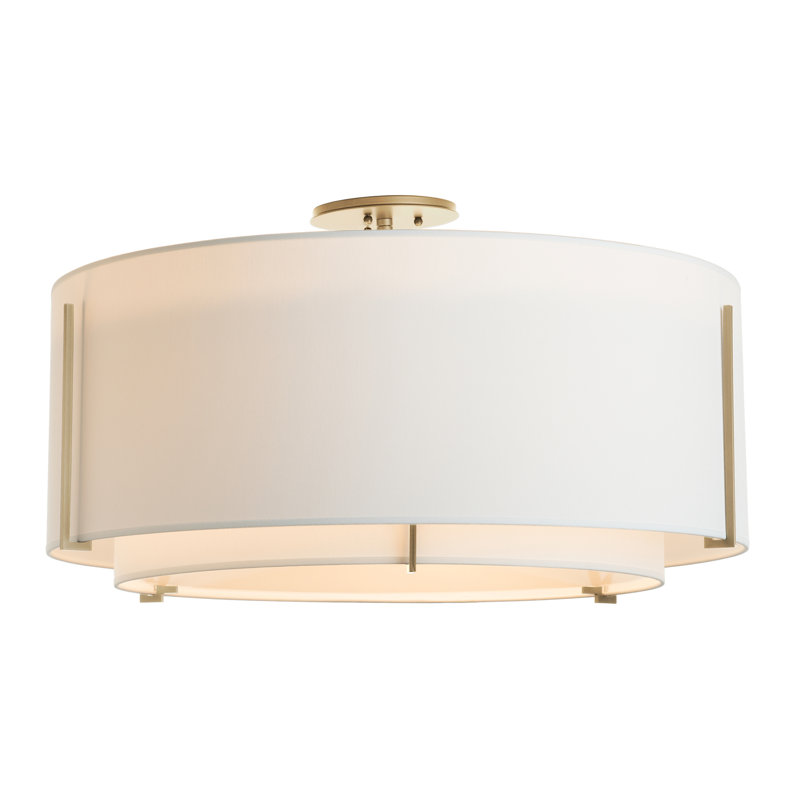 Exos 3 - Light Semi Flush Mount, Natural Anna, 15.8" H x 29.3" W x 29.3" D, Soft Gold