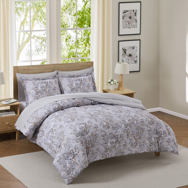 Watercolor Paisley Bed-in-a-bag Printed Comforter Set, Twin Comforter + 4 Additional Pieces