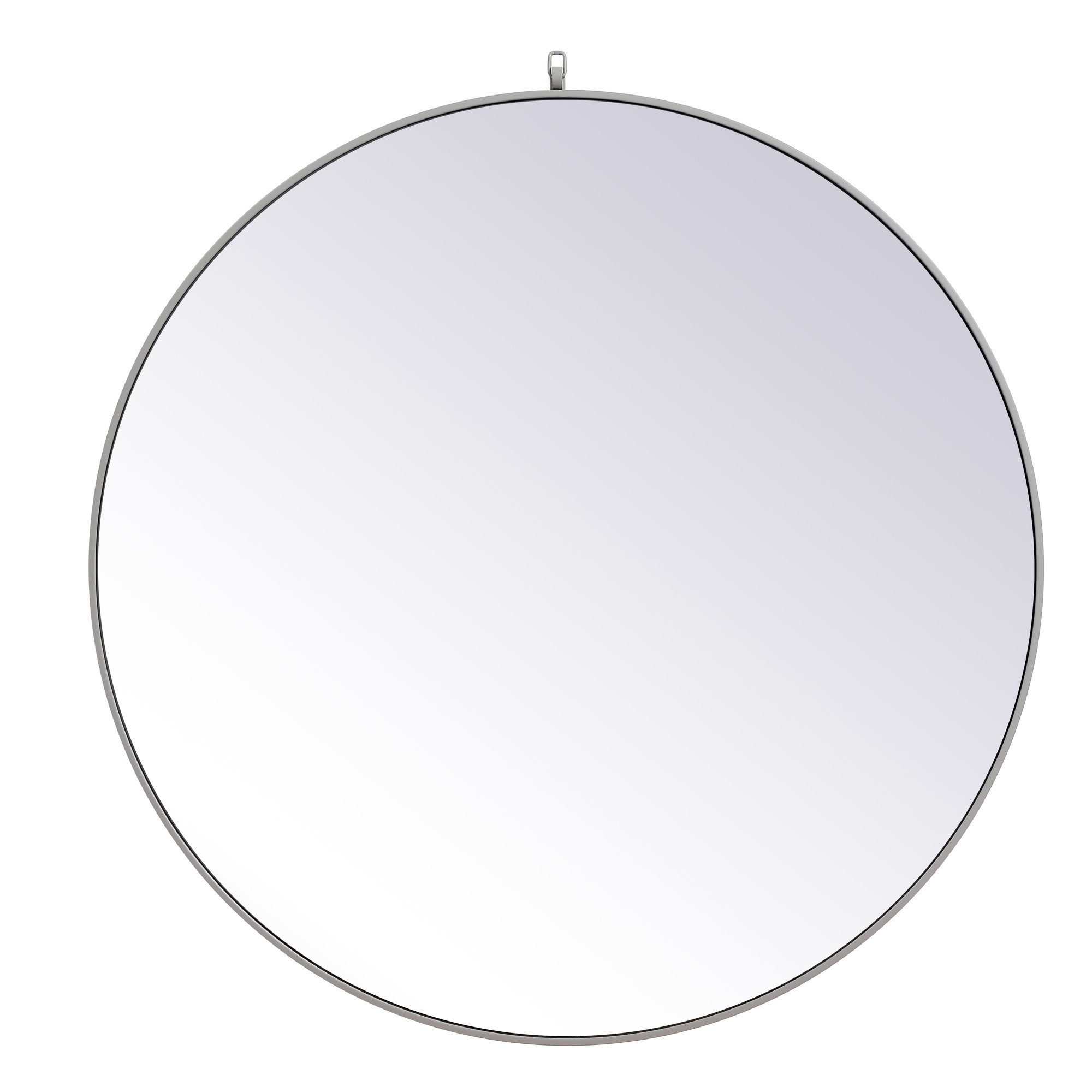 Cassie Metal/Manufactured Wood Round Wall Mirror, Silver, 45" x 45"
